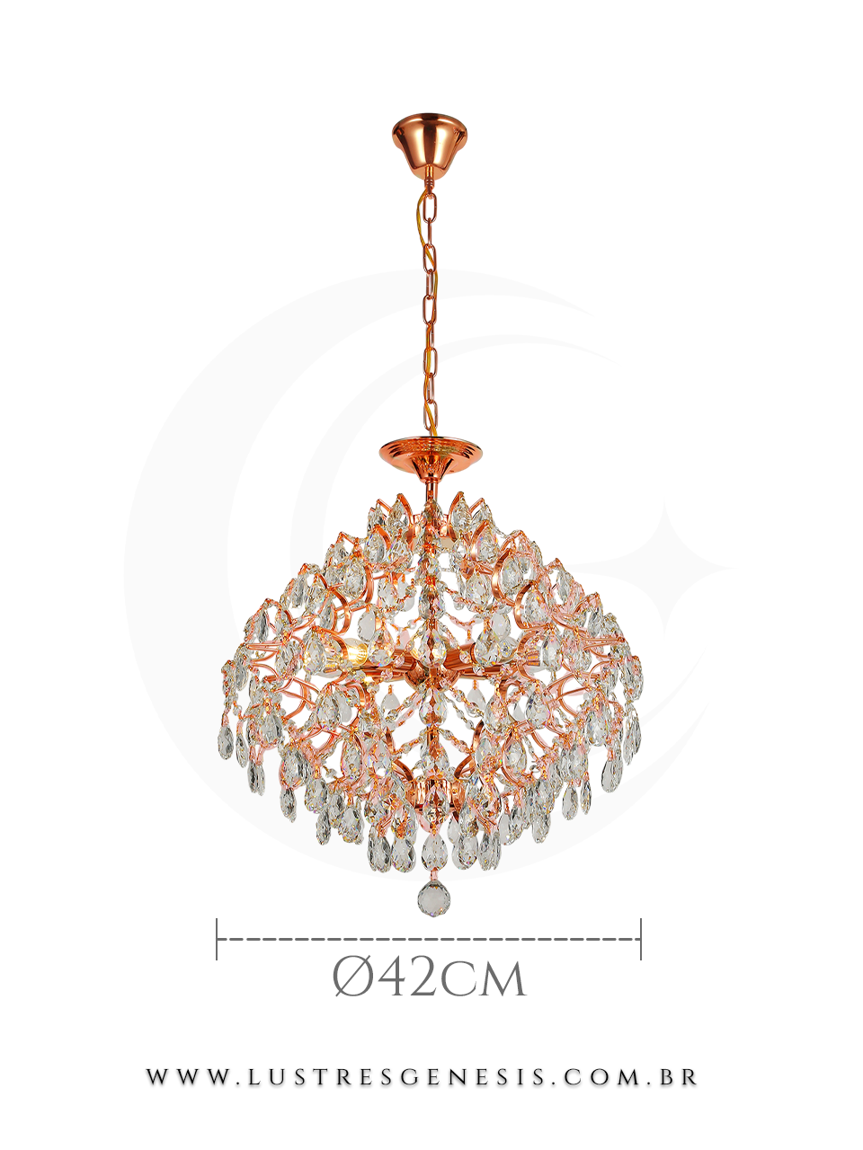 Lustre de cristal Linseed Rose brilhante de 42cm para sala de jantar, sala de estar e quartos da Sindora Iluminação